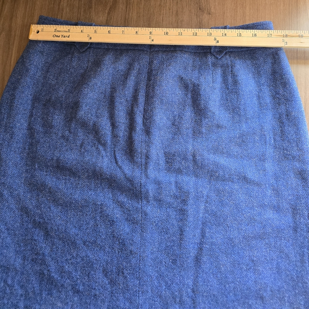 Talbots Royal Blue Wool Blend Herringbone Skirt Size 14 Office Attire - Picture 8 of 10